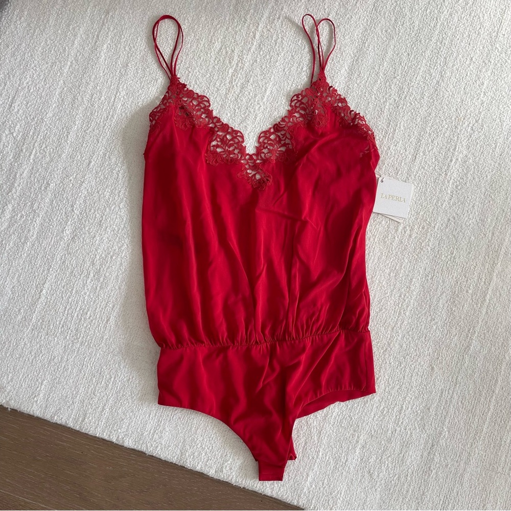 La Perla Petit Macrame NEW red bodysuit
